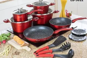 EDENBERG Quality Non Stick Cookware Set (Red) 15pcs.
