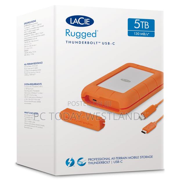 5TB Lacie Rugged Thunderbolt USB-C Portable Hard Drive - thumbnail 4