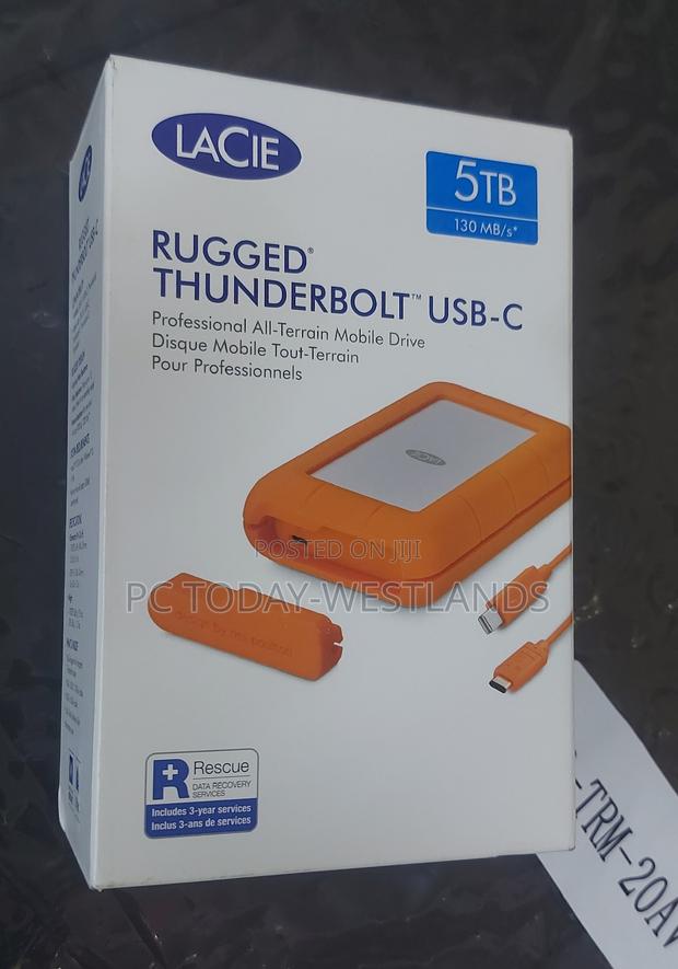 5TB Lacie Rugged Thunderbolt USB-C Portable Hard Drive - main view