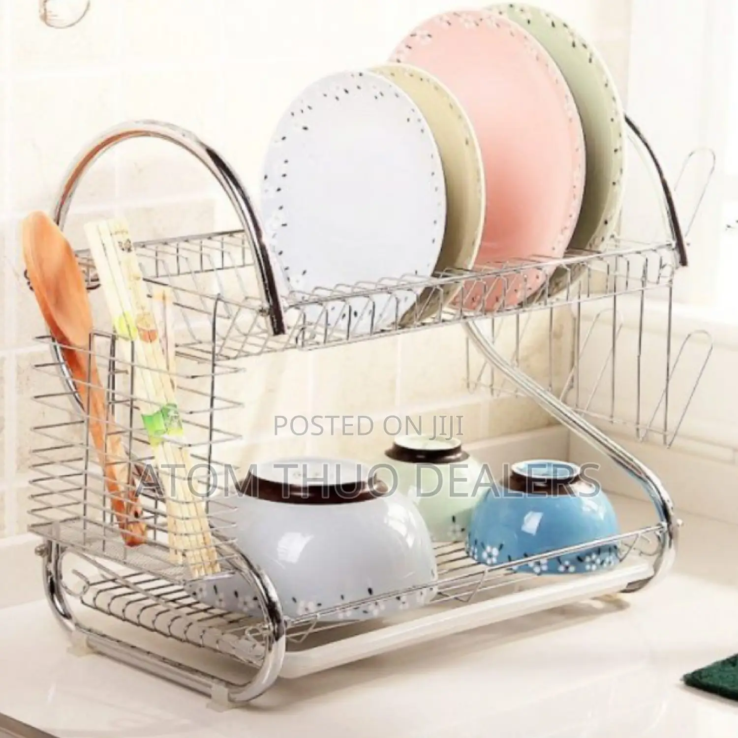 Rashnik 2 Tier Stainless Steel Dish Drainer Drying Rack,