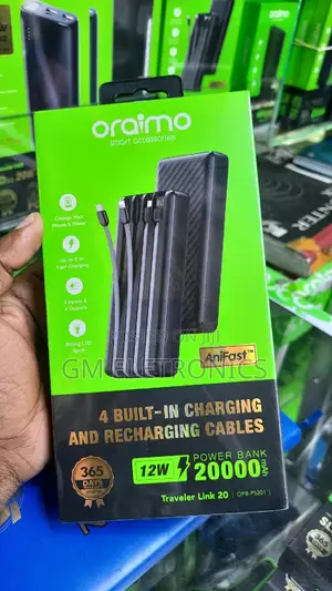 New Oraimo 20000mah 12W Power Bank With Built-in Cables