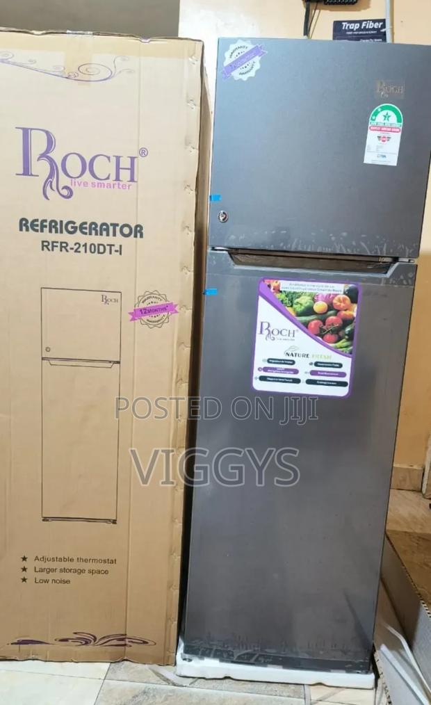 Good Quality Roch Double Door Refrigerator, 170L - Silver