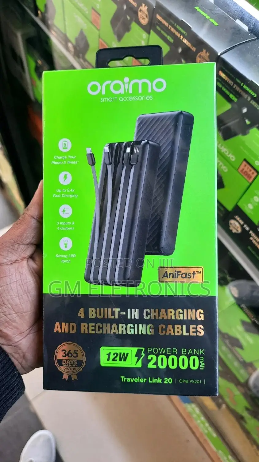 Oraimo Traveler Link 20 20000mah Powerbank [Built-in Cables]