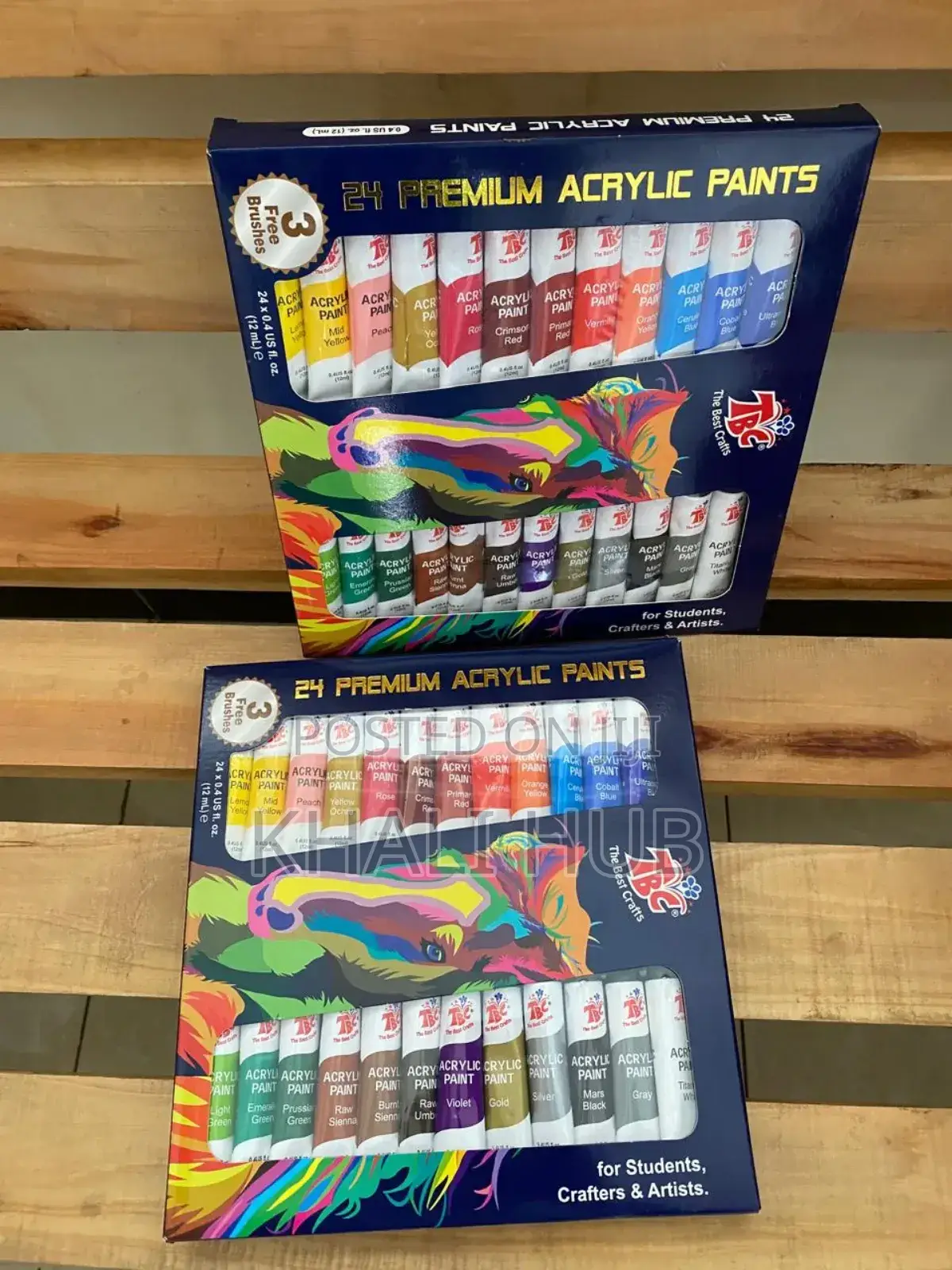 24pcs Professional Acrylic Paints With Paint Brushes