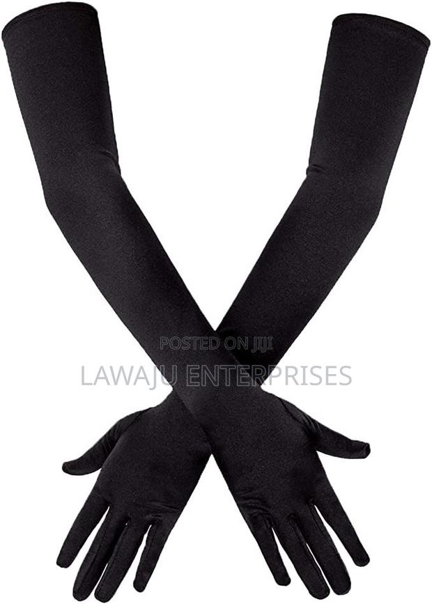 Black Satin Opera Gloves - thumbnail 3