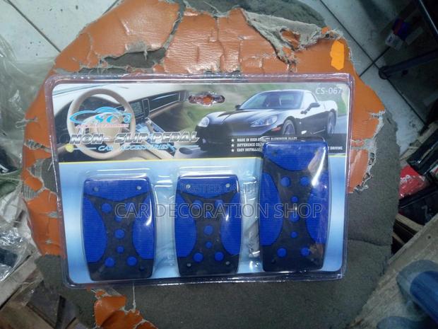 Blue Black Dotted Manual Pedal Covers - main view