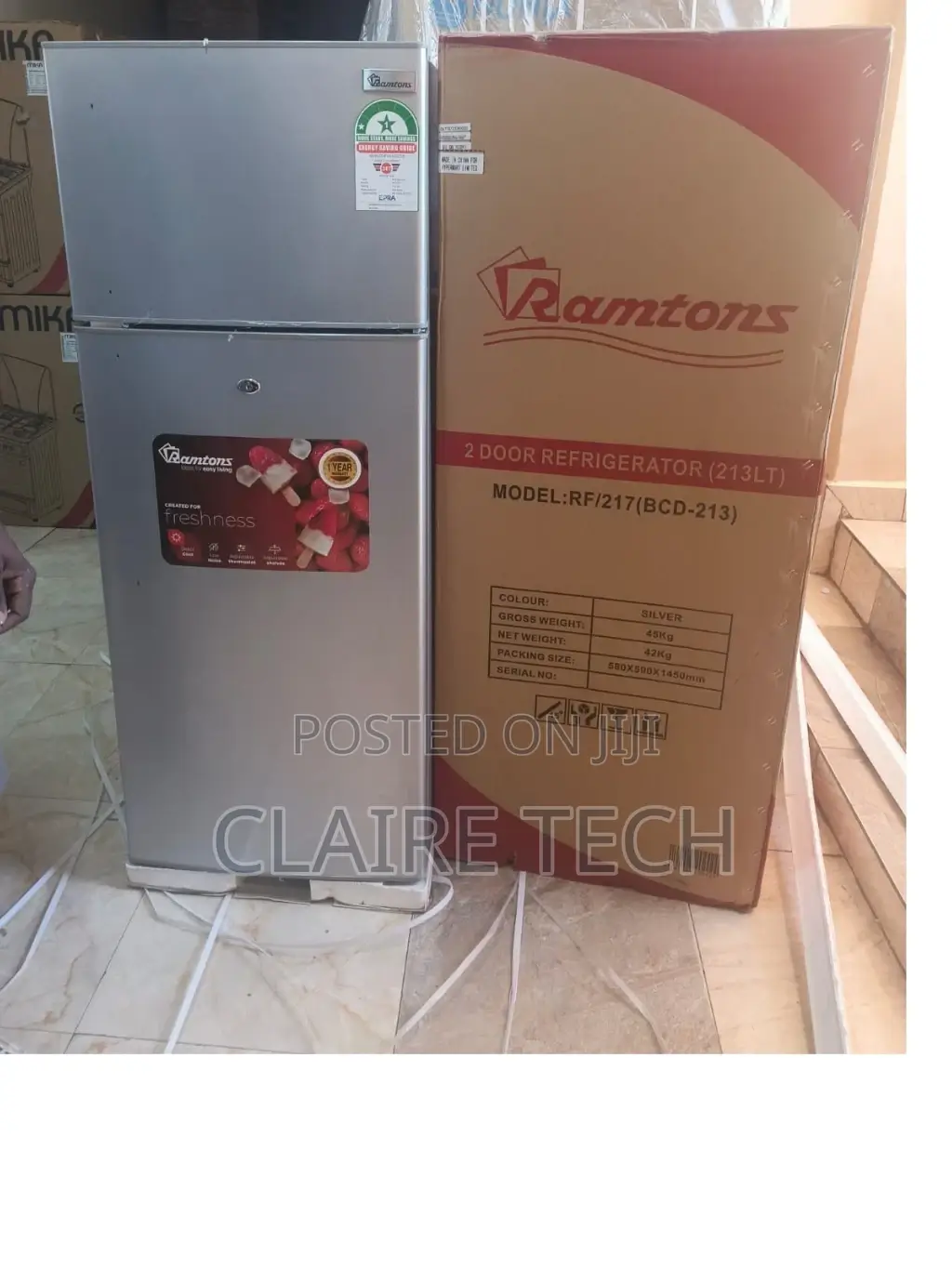 Silver Ramtons 213L Double Door Direct Cool Fridge RF/217
