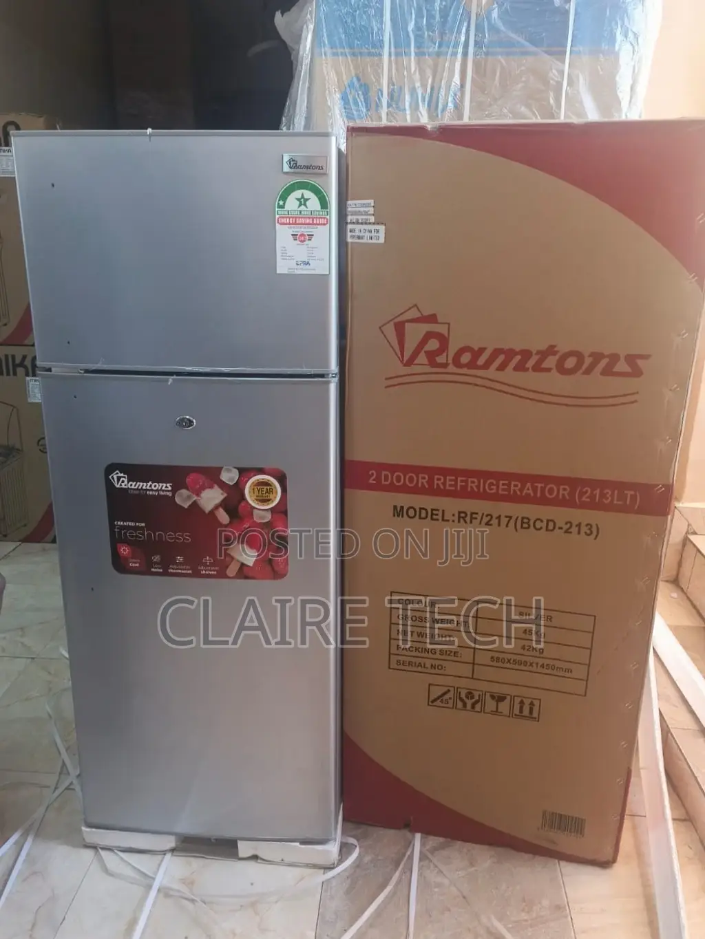 Ramtons 213L Double Door Direct Cool Fridge RF/217