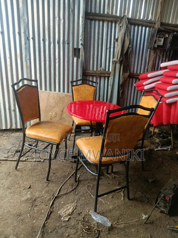 Restaurant Set of 4 Chairs and a Table, Yellowish Gold