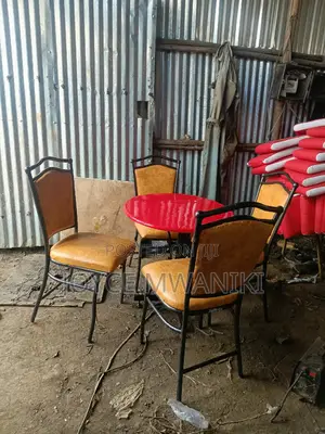 Restaurant Set of 4 Chairs and a Table, Yellowish Gold