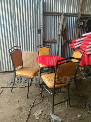 Restaurant Set of 4 Chairs and a Table, Yellowish Gold