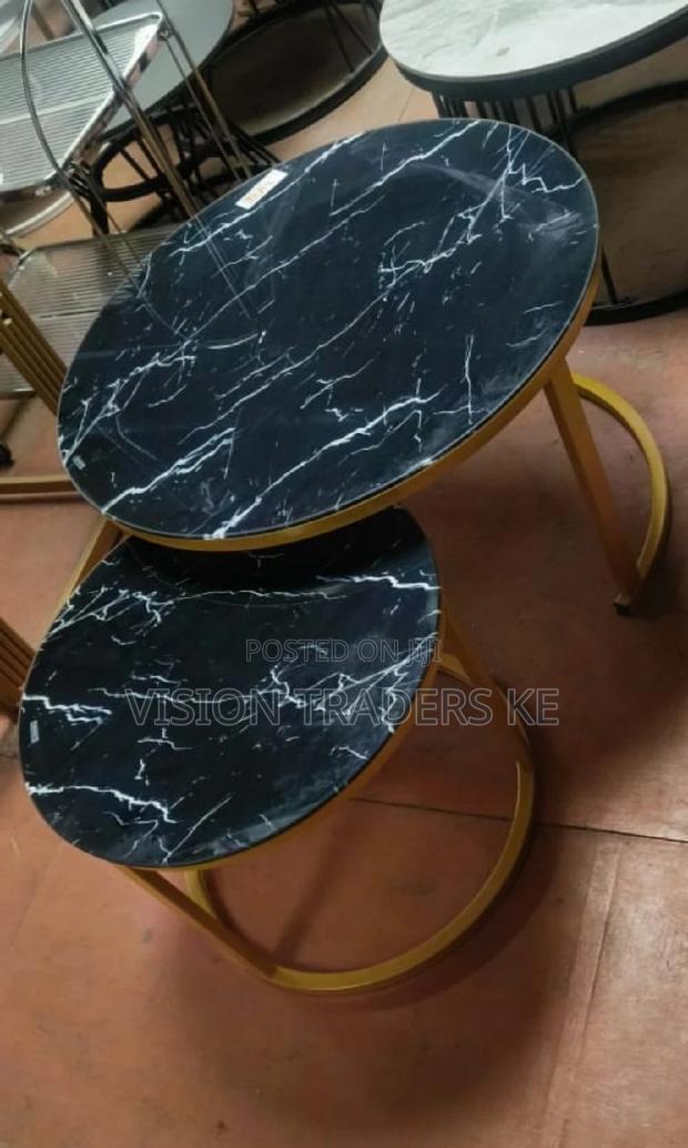 Marble Nesting Coffee Table(Glass Effect)Black Coffee Table
