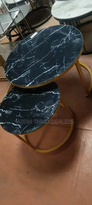 Marble Nesting Coffee Table (Glass Effect)Black.