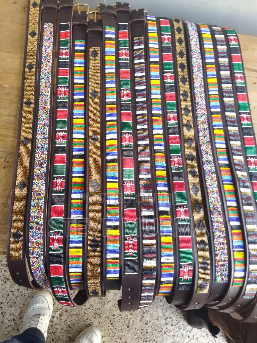 Men Beaded Leather Belts.