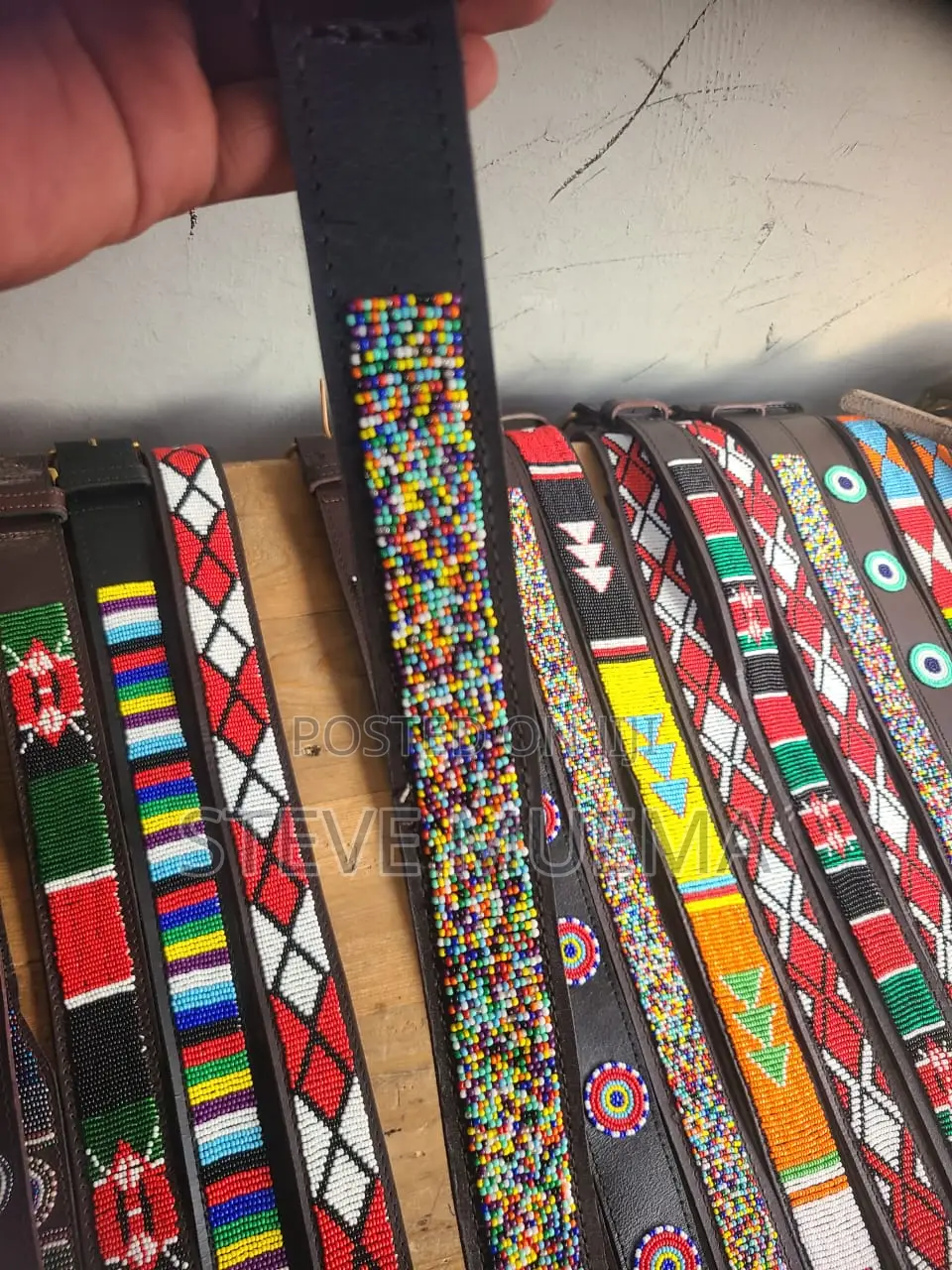 Men Beaded Leather Belts.