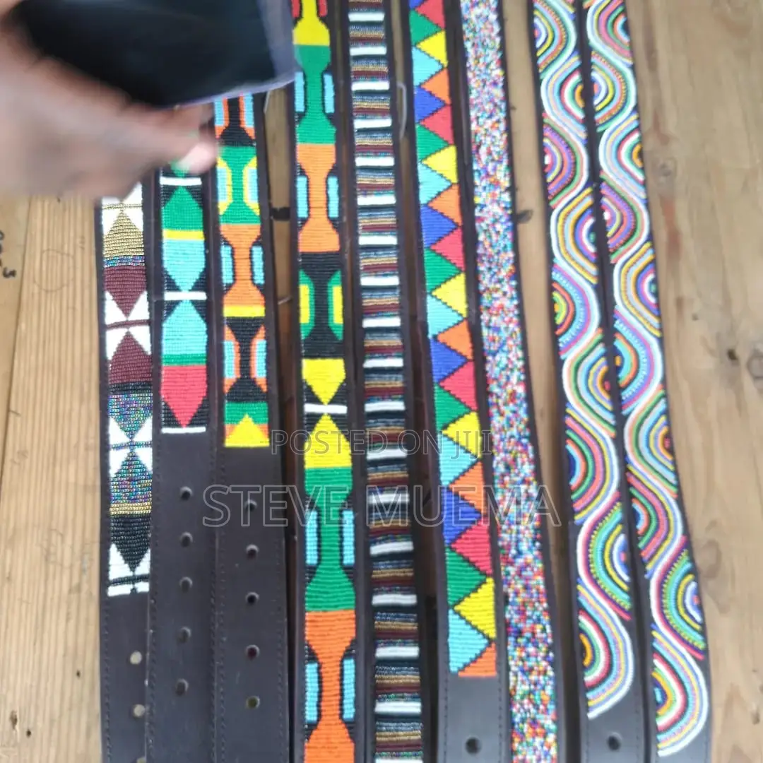 Men Beaded Leather Belts.