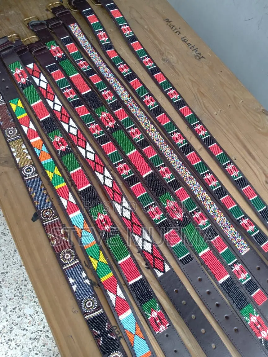 Men Beaded Leather Belts.