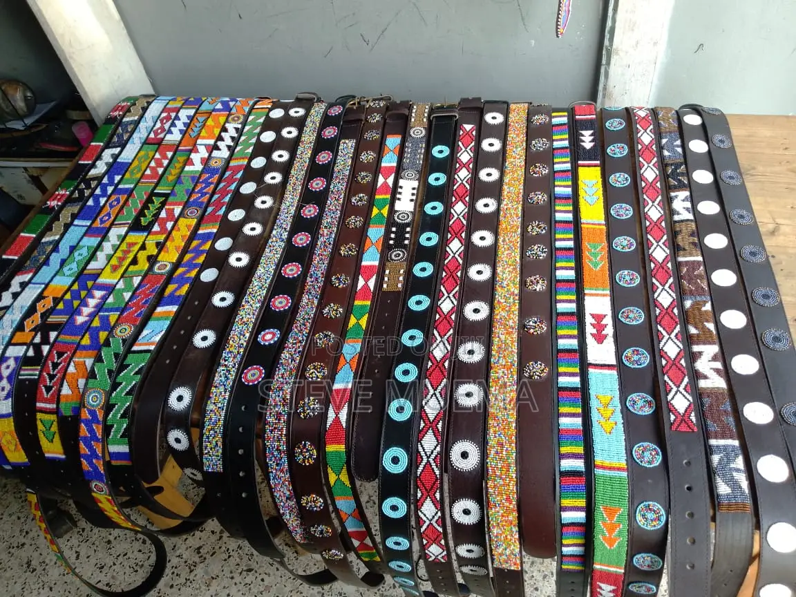 Men Beaded Leather Belts.