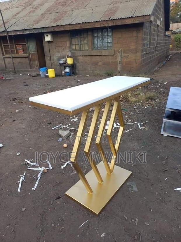 Console Table, White and Gold