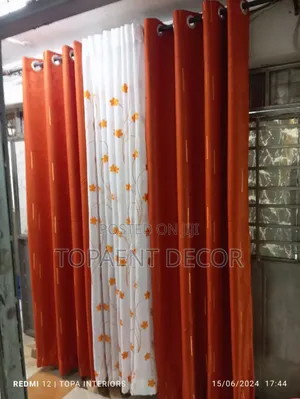 Orange Window and Door Curtain and Sheers