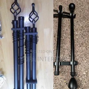 Black 2 Metres Double Adjustable Imported Curtain Rods Sets