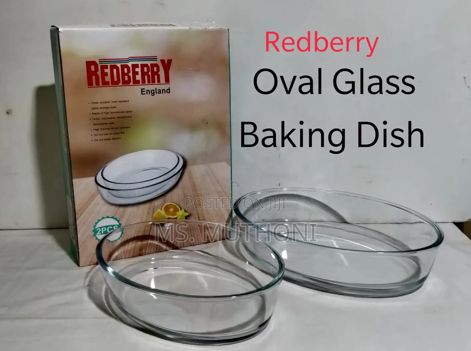 Redberry Glass Oval Baking Dish a Set of 2pcs