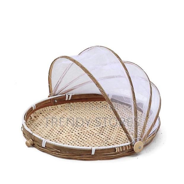 Medium Bamboo Basket With Mesh Cover