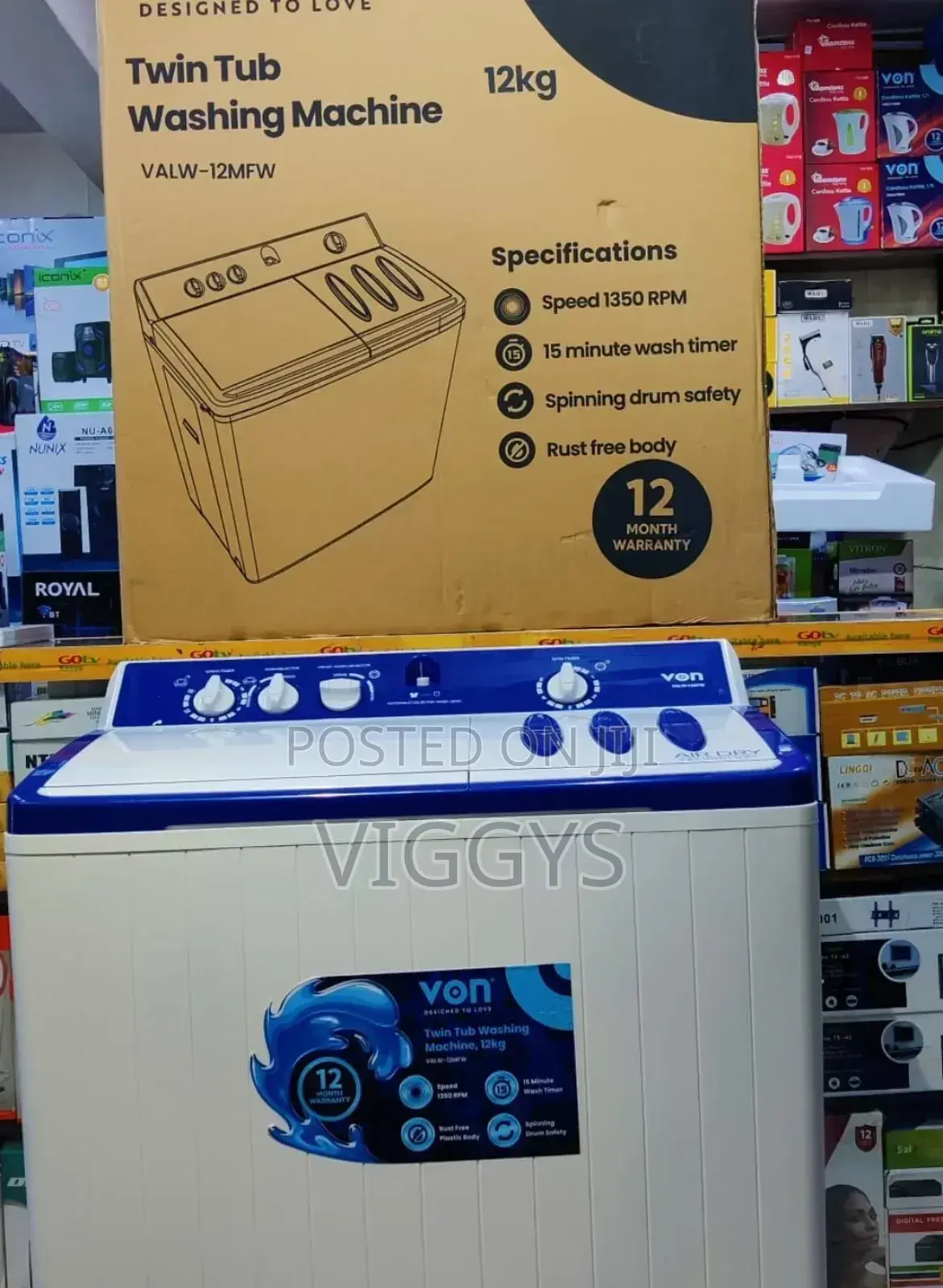 Von 12kg Twin Tub Washing Machine