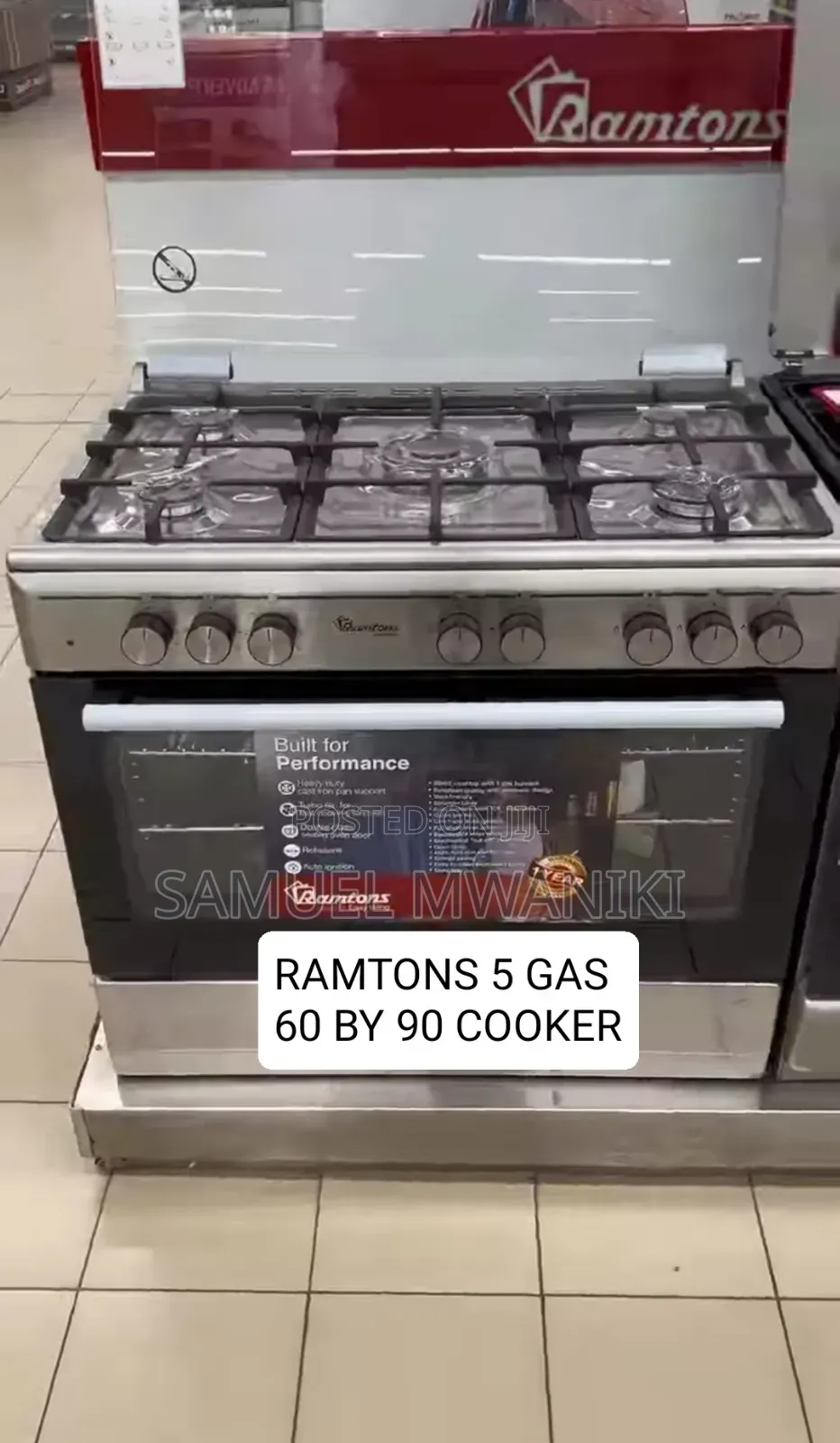 Ramtons 5gas Cooker 90X60 With Electric Oven INOX Cooker