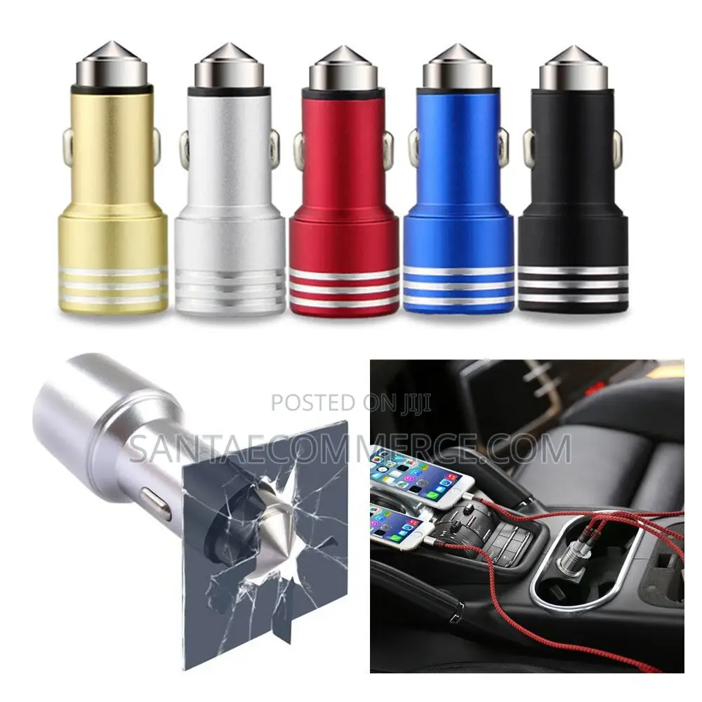 Amaya Dual USB Port Car Phone Charger and Safety Hammer Tool