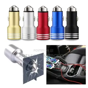 Amaya Dual USB Port Car Phone Charger and Safety Hammer Tool