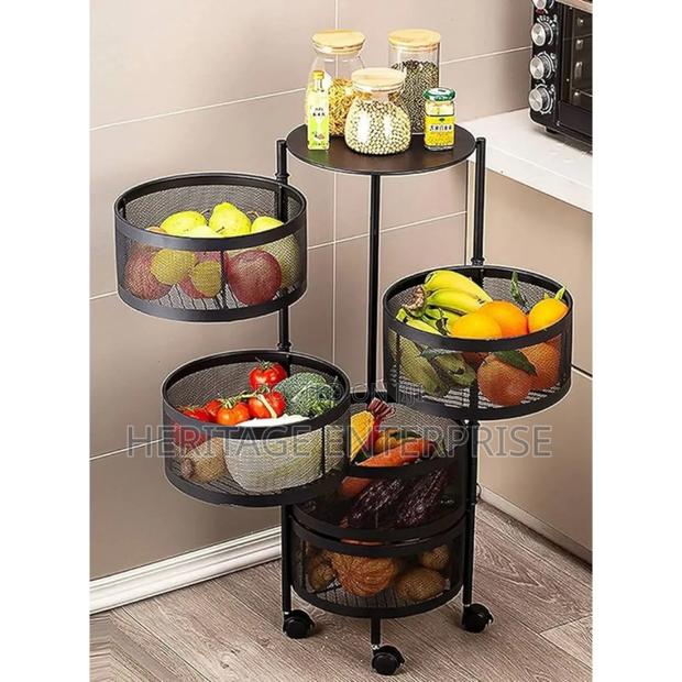 Round Fruit/Storage Rack With Wheels 