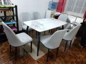 Six Seater Marble Top Dinning Table Set