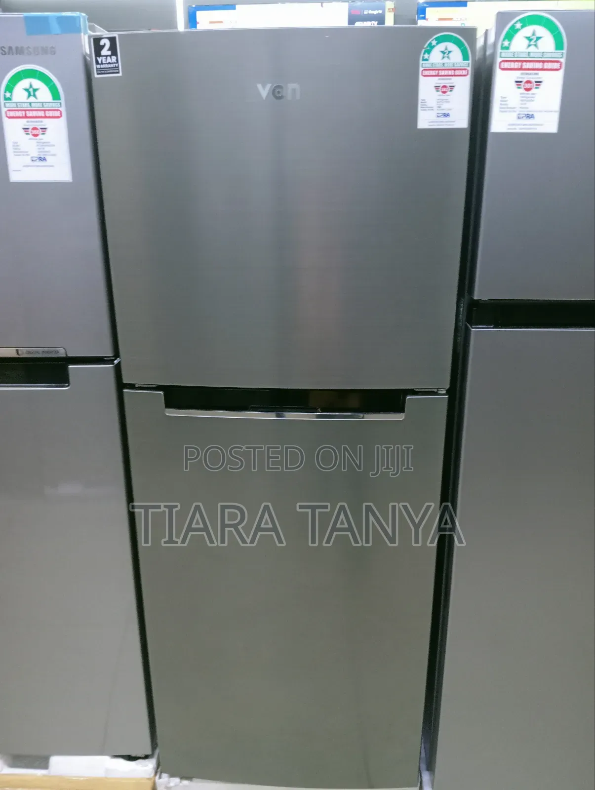 VON VART-27NHS Double Door Fridge 216L - Silver