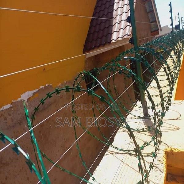 Electric Fence With Green Razor Wire - thumbnail 2