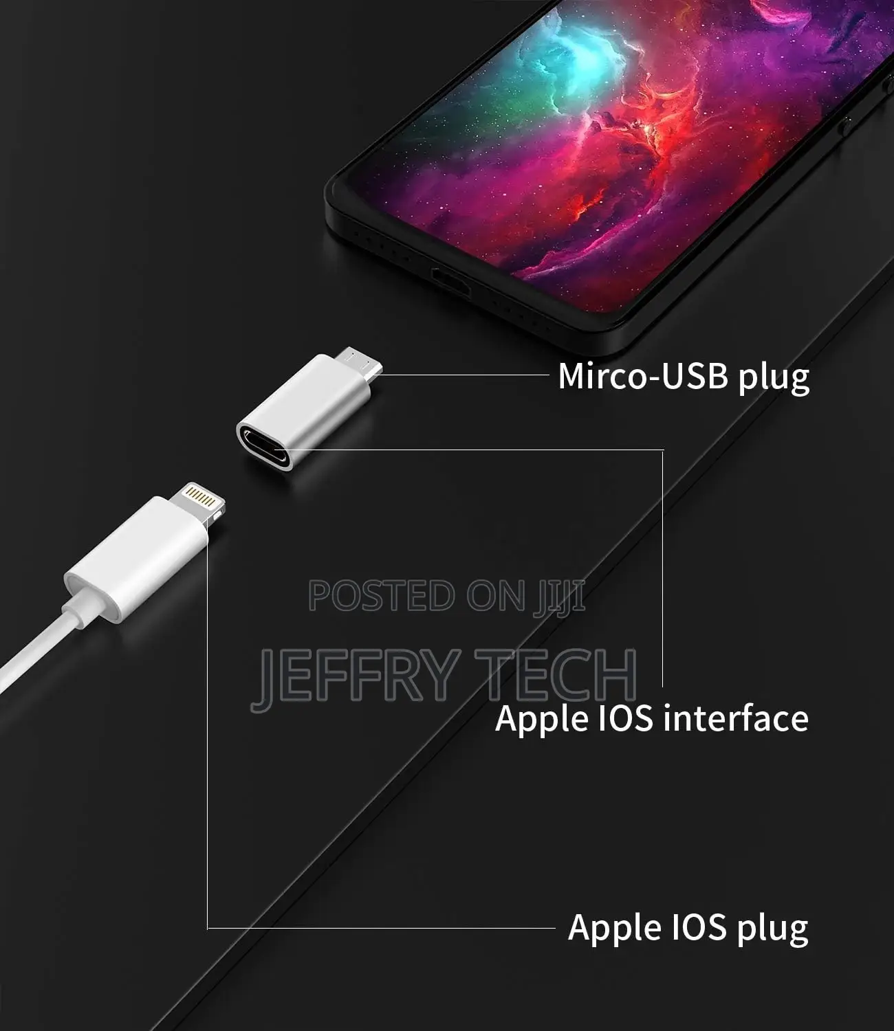 Compatible for Lightning Female to Micro USB Male Adapter Fo
