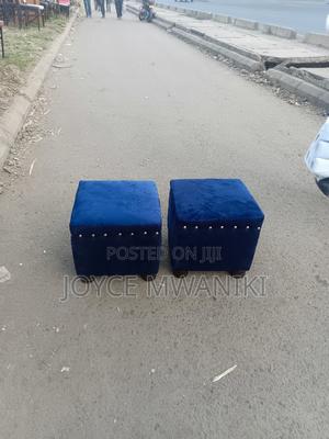 Salon Puffs or Stools, Navy Blue - thumbnail 2