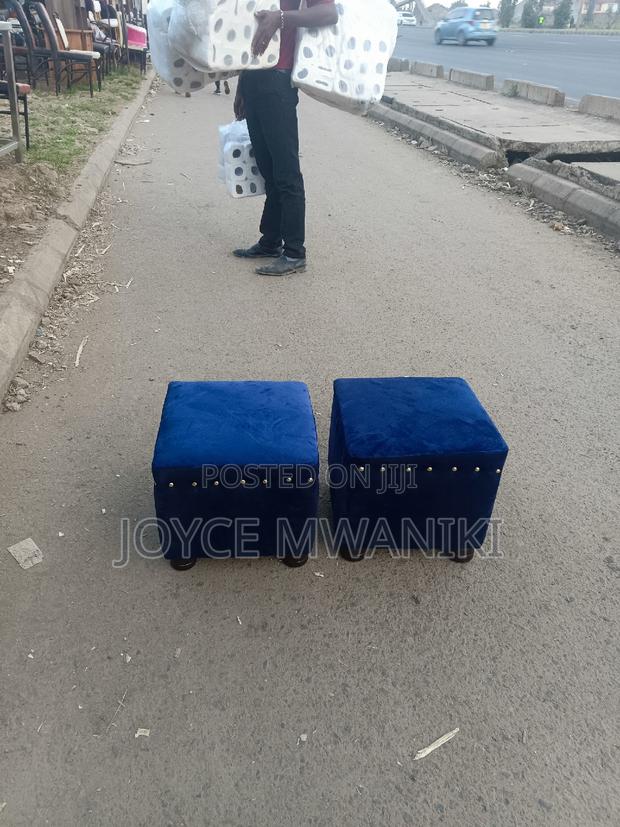 Salon Puffs or Stools, Navy Blue - thumbnail 3