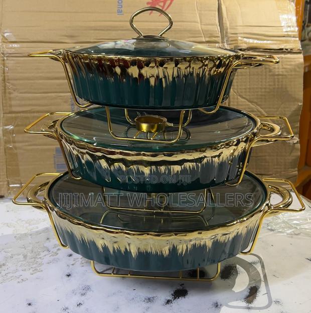 3 PCS Ceramic Chaffing Dishes 3.5 L , 3L and 2.5L .