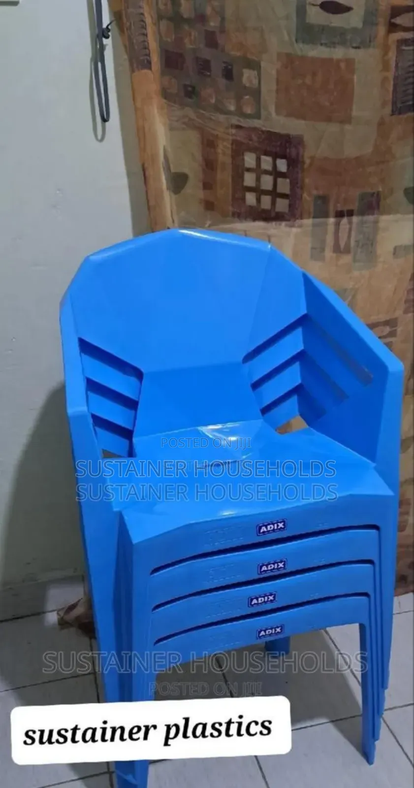 Blue Adix Plastic Chairs With Diamond Pattern