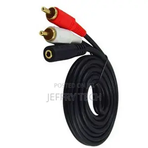 3.5mm Female Stereo Jack to 2 Rca Male Plugs Cable for Pers