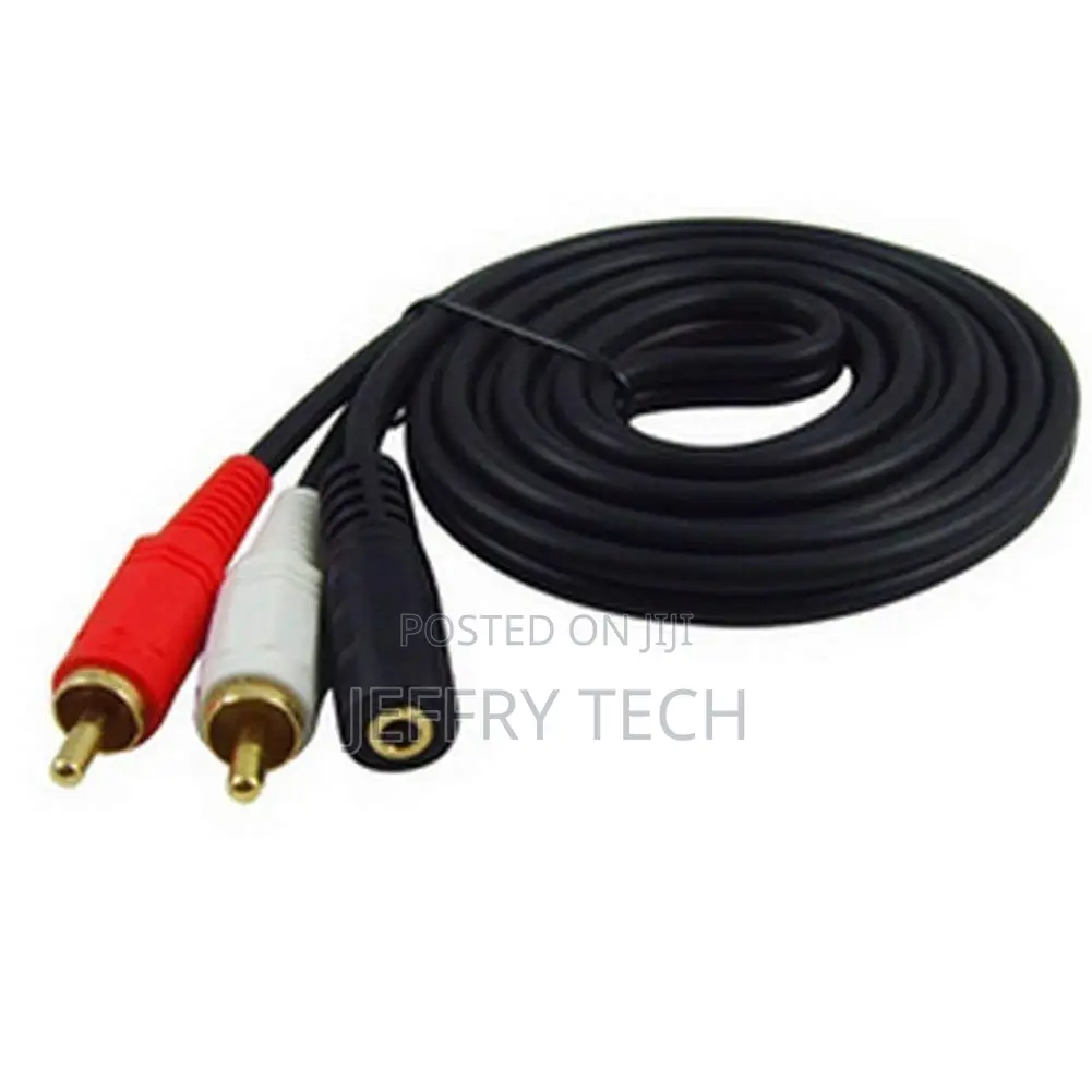 3.5mm Female Stereo Jack to 2 Rca Male Plugs Cable for Pers