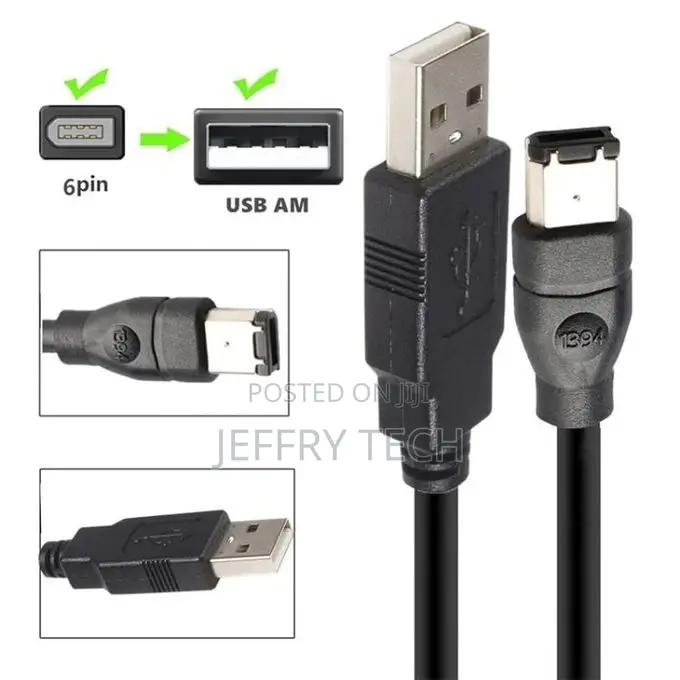 Firewire 1394 6 Pin Male to USB 2.0 Male Cable
