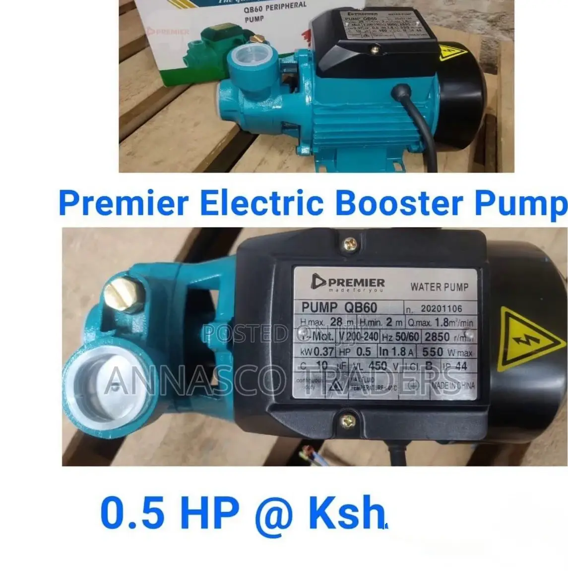 Premier Electric Booster Pump 0.5hp