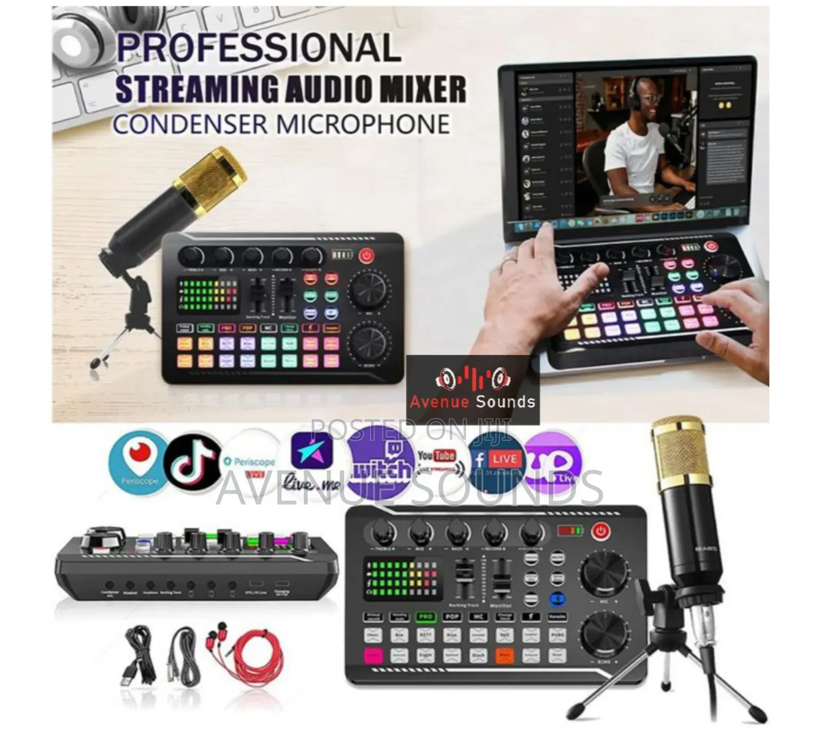 Professional Streaming Audio Mixer With Condenser Mic