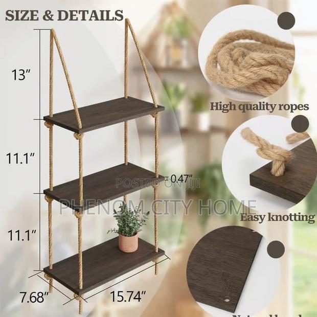3 Tier Wooden Floating Shelf - thumbnail 2