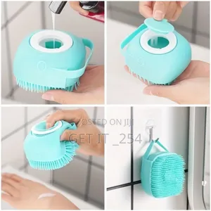 Shower /Bathing Silicon Brush Can With Liquid Soap Pot