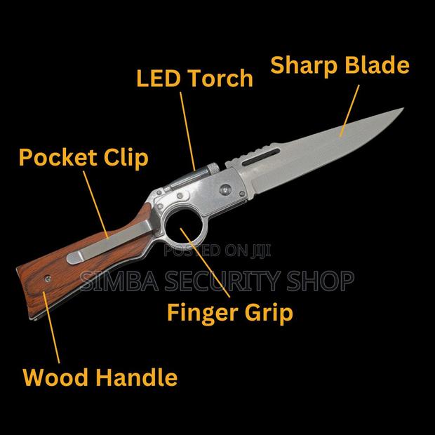Switch Blade Foldable Pocket Hunting Knife With LED Torch - thumbnail 2