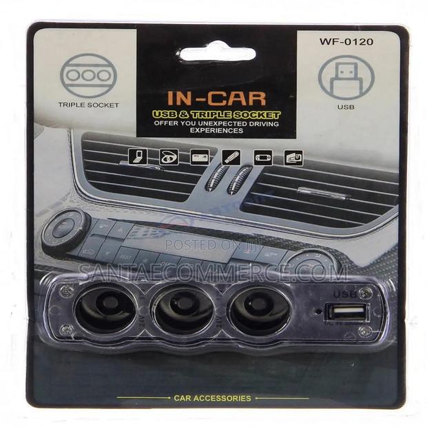 12v/24v in-Car USB 3 Way Triple Cigarette Lighter Socket
