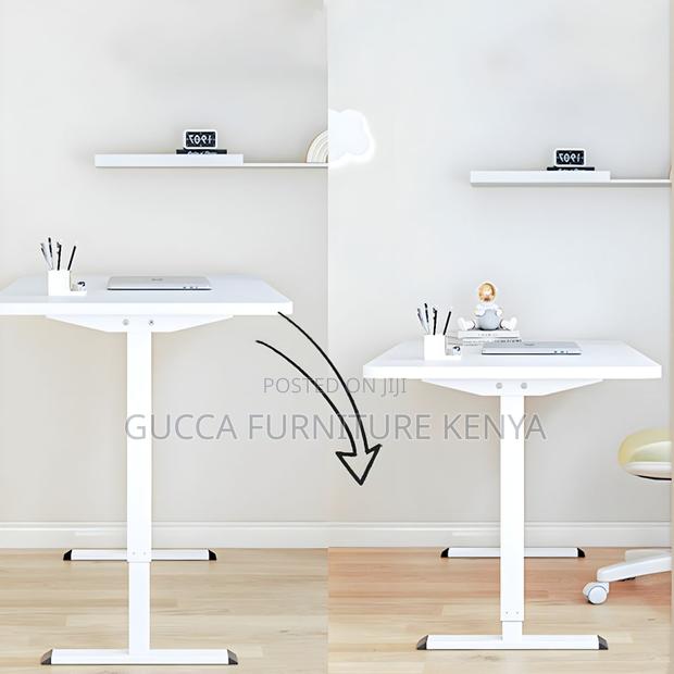 Adjustable Height Standing Desk With T-Shape Metal Frame